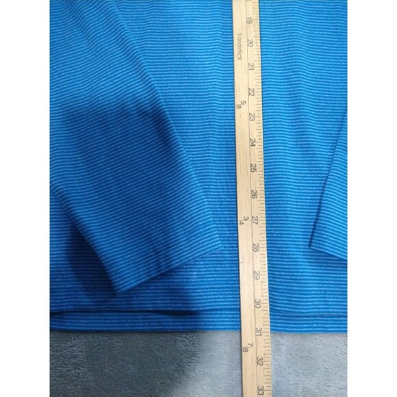 Under Armour Shirt Mens 2XL Blue Striped Long Sleeve Coldgear Fitted Crew Neck - Picture 3 of 8
